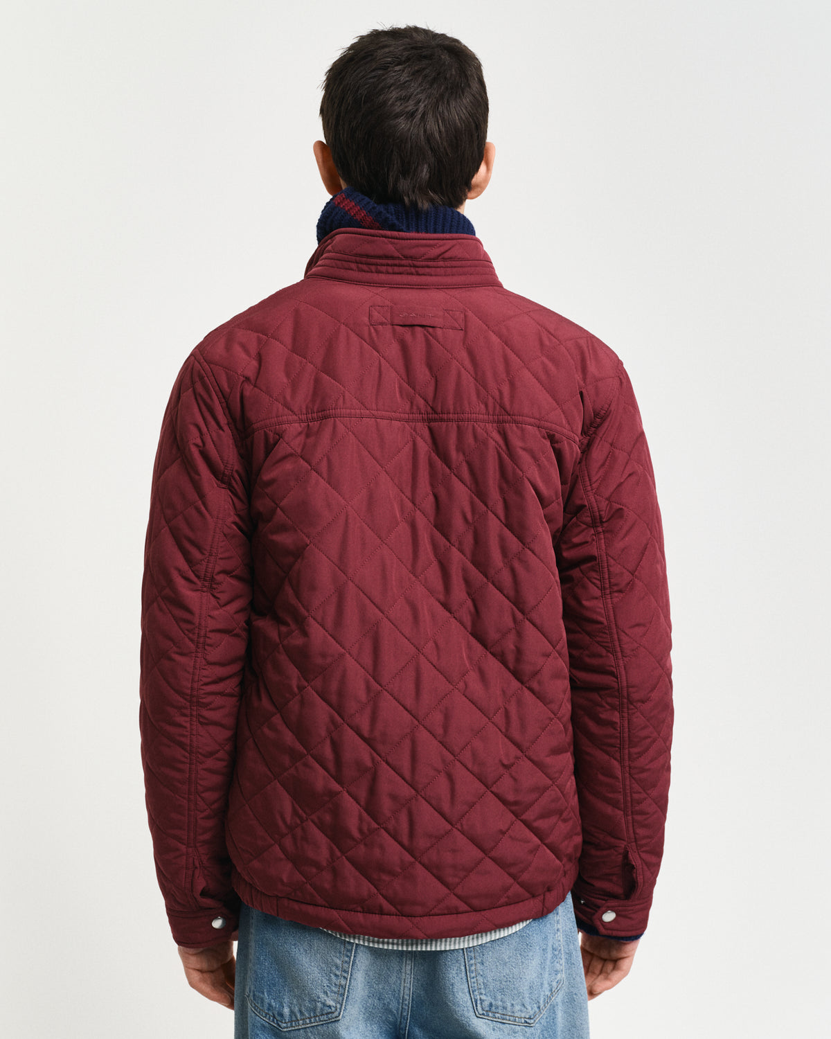 Crafted in a diamond quilting structure, this Quilted Windcheater Jacket features recycled polyester padding and is treated with a water-repellent finish. Design details include a one-way zipper at the front, snap buttons at the collar, slanted welt side pockets and an elasticated hem and cuff with a press button adjuster.