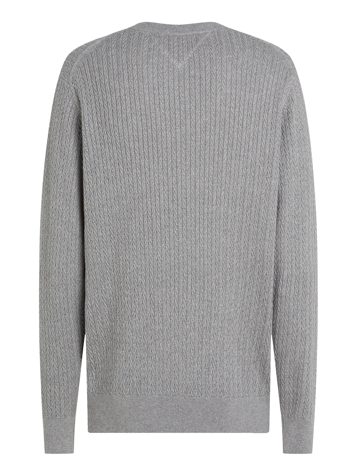 Tommy Hilfiger Herringbone Structure Crew Neck Jumper. Crafted from soft, premium fabric, this jumper features a sophisticated herringbone pattern that adds texture and depth to any casual or smart-casual outfit.