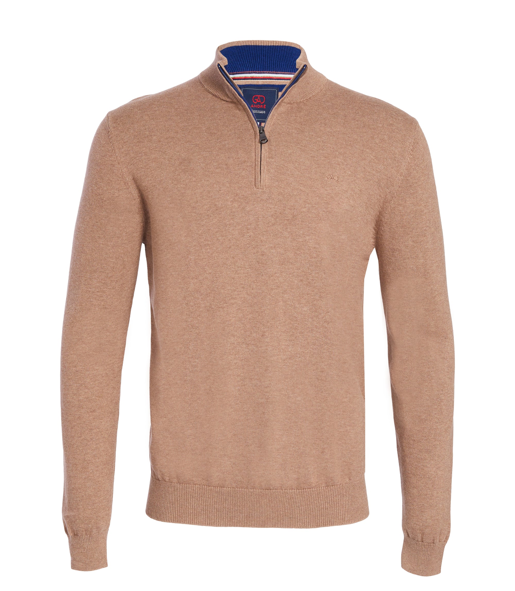 André Tory 1/4 Zip Jumper. Featuring a modern quarter-zip design and soft, breathable fabric, this versatile knitwear piece is perfect for any season.