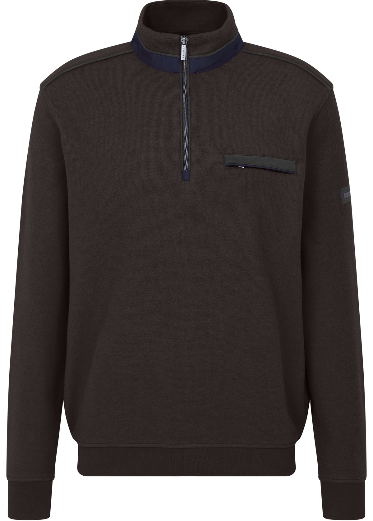 Bugatti 1/4 Zip with Pocket Long Sleeve Top combines casual style with practical functionality. Made from high-quality materials,